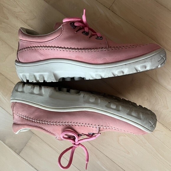 Bally Gulf 03 Leather Golf Laced Sneaker Shoes in Salmon Pink and White 6M - Picture 4 of 14